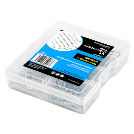 PRIME-LINE Nail Assortment Kit. Plastic Compartment Box Includes Common, Finish Single Pack 9220077